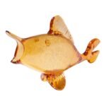 Amber Blown Crackle Glass Fish Sculpture by Rainbow Glass