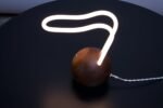 Contemporary Studio Craft Walnut and Neon Touch "BuraBura - Karin" Lamp - Image 4