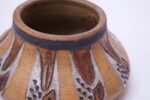 Small Vintage Studio Stoneware Vase in Ochre with Sgraffito Decoration - Image 9