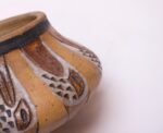 Small Vintage Studio Stoneware Vase in Ochre with Sgraffito Decoration - Image 6