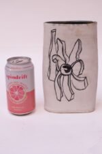 1976 Studio Stoneware Black and White Abstract Floral Vase Signed Pollack - Image 3