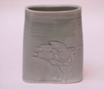 1976 Studio Stoneware Pale Green Abstract Vase Signed Pollack - Image 2