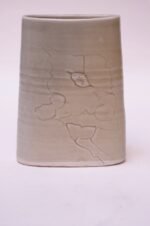 Studio Stoneware Pale Green Floral Vase Signed Pollack, 1976 - Image 6