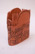 Studio Terracotta Aztec Style Vase Signed - Image 2