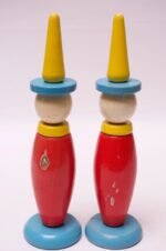 Pair of Vintage French Painted Wooden "Clown" Skittles - Image 4