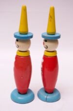 Pair of Vintage French Painted Wooden "Clown" Skittles - Image 3