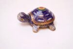 Miniature Cloisonne Turtle Trinket Box With Gold Leaf Details - Image 3