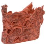 Studio Terracotta "Geese" Vase Sculpture Signed