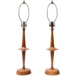 Pair of Modernist Maple Table Lamps by Yasha Heifetz