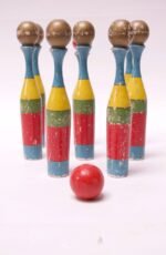 Set of Eight Mid-Century Modern English Skittles With Ball - Image 2