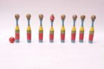 Set of Eight Mid-Century Modern English Skittles With Ball - Image 3