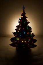 Vintage Large-Scale White Mother of Pearl and Gilt Ceramic Christmas Tree - Image 2