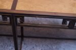 Vintage Michael Taylor "Far East" Console Table for Baker in Oak and Burl Inlay - Image 21