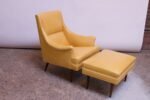 Leather and Walnut Milo Baughman for James Inc. Lounge Chair and Ottoman - Image 3