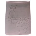 1976 Studio Stoneware Pale Green Abstract Vase Signed Pollack