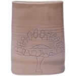 1976 Studio Stoneware Pale Beige "Tree of Life" Vase Signed Pollack