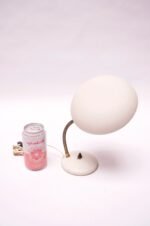 Petite Dutch Modern White Metal and Brass Gooseneck Table Lamp - Image 13