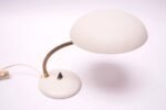 Petite Dutch Modern White Metal and Brass Gooseneck Table Lamp - Image 2