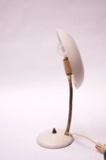 Petite Dutch Modern White Metal and Brass Gooseneck Table Lamp - Image 10