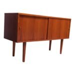 Petite Mid-Century Modern Walnut Credenza / Record Cabinet
