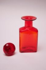 Mid-Century Modern Blown Glass Red Bottle With Stopper - Image 6