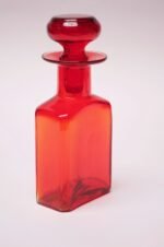 Mid-Century Modern Blown Glass Red Bottle With Stopper - Image 3