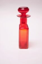 Mid-Century Modern Blown Glass Red Bottle With Stopper - Image 4