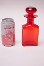 Mid-Century Modern Blown Glass Red Bottle With Stopper - Image 7