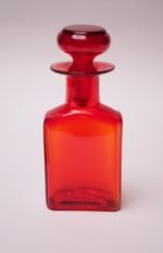 Mid-Century Modern Blown Glass Red Bottle With Stopper - Image 2