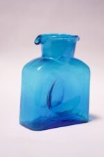 Vintage Blown Glass Turquoise Double Spout Pitcher by Blenko - Image 2