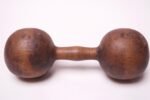 Vintage Primitive Hand-Carved Wooden Dumbell - Image 2