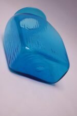 Large Blenko Blown Glass Turquoise Asymmetrical "Ribbed" Vase - Image 8