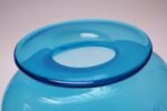 Large Blenko Blown Glass Turquoise Asymmetrical "Ribbed" Vase - Image 11