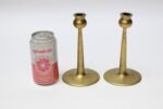 Pair of Petite Mid-Century Modern Turned Brass Candlesticks after Jarvie - Image 5