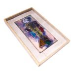 Abstract Figural Enamel on Copper Panel Artist Signed