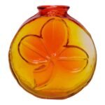 Joel Myers for Blenko Amberina Tangerine Blown Glass "Clover" Vase
