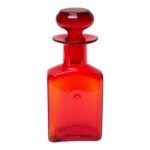 Mid-Century Modern Blown Glass Red Bottle With Stopper