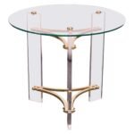 Charles Hollis Jones Brass and Lucite Accent Table with Glass Top
