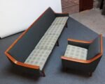 Long Norwegian Modern Exposed Teak Sofa with Original Upholstery - Image 9