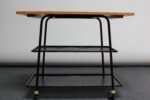 Vintage Steel and Maple Three-Tier Bar Cart / Tea Trolley - Image 8