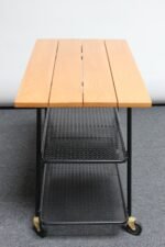 Vintage Steel and Maple Three-Tier Bar Cart / Tea Trolley - Image 5