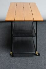 Vintage Steel and Maple Three-Tier Bar Cart / Tea Trolley - Image 6