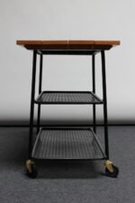 Vintage Steel and Maple Three-Tier Bar Cart / Tea Trolley - Image 7