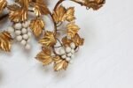 Set of Vintage Italian Gilt Tole Grapeleaf Sconces / Candleholders - Image 5