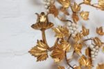 Set of Vintage Italian Gilt Tole Grapeleaf Sconces / Candleholders - Image 6