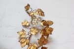 Set of Vintage Italian Gilt Tole Grapeleaf Sconces / Candleholders - Image 8