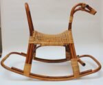 Mid-Century Italian Modern Bamboo and Rattan Rocking Horse Attributed to Albini - Image 4