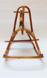 Mid-Century Italian Modern Bamboo and Rattan Rocking Horse Attributed to Albini - Image 6