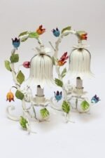 Pair of Vintage Italian Tole Flower Table Lamps - Image 3