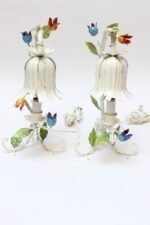 Pair of Vintage Italian Tole Flower Table Lamps - Image 5